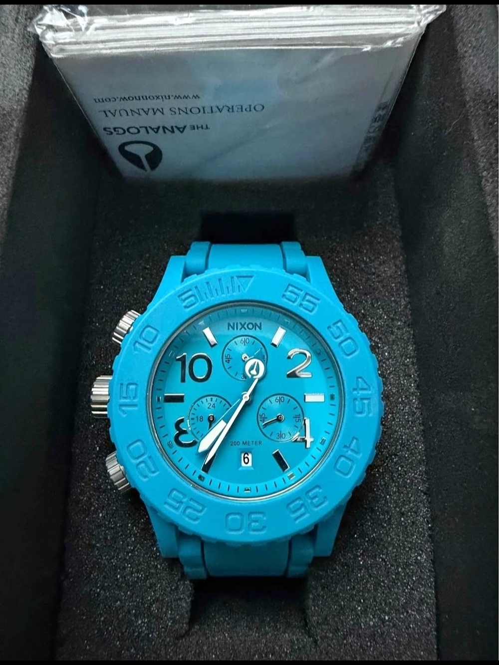 Nixon Rubber 42-20 Chrono Sky Blue Watch, Chronograph, Quartz, 42mm, Analog, NEW